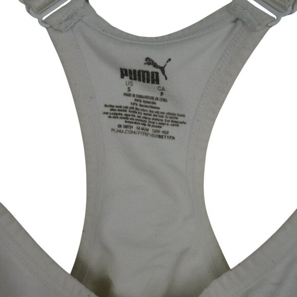 Puma Womens Racerback Sports Bra‎ S White Nylon/Spandex - Picture 2 of 3